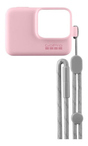 CAPA DE SILICONE + CORDÃO AJUSTAVEL ORIGINAL PARA GOPRO HERO5/6/7 ROSA - ACSST-004