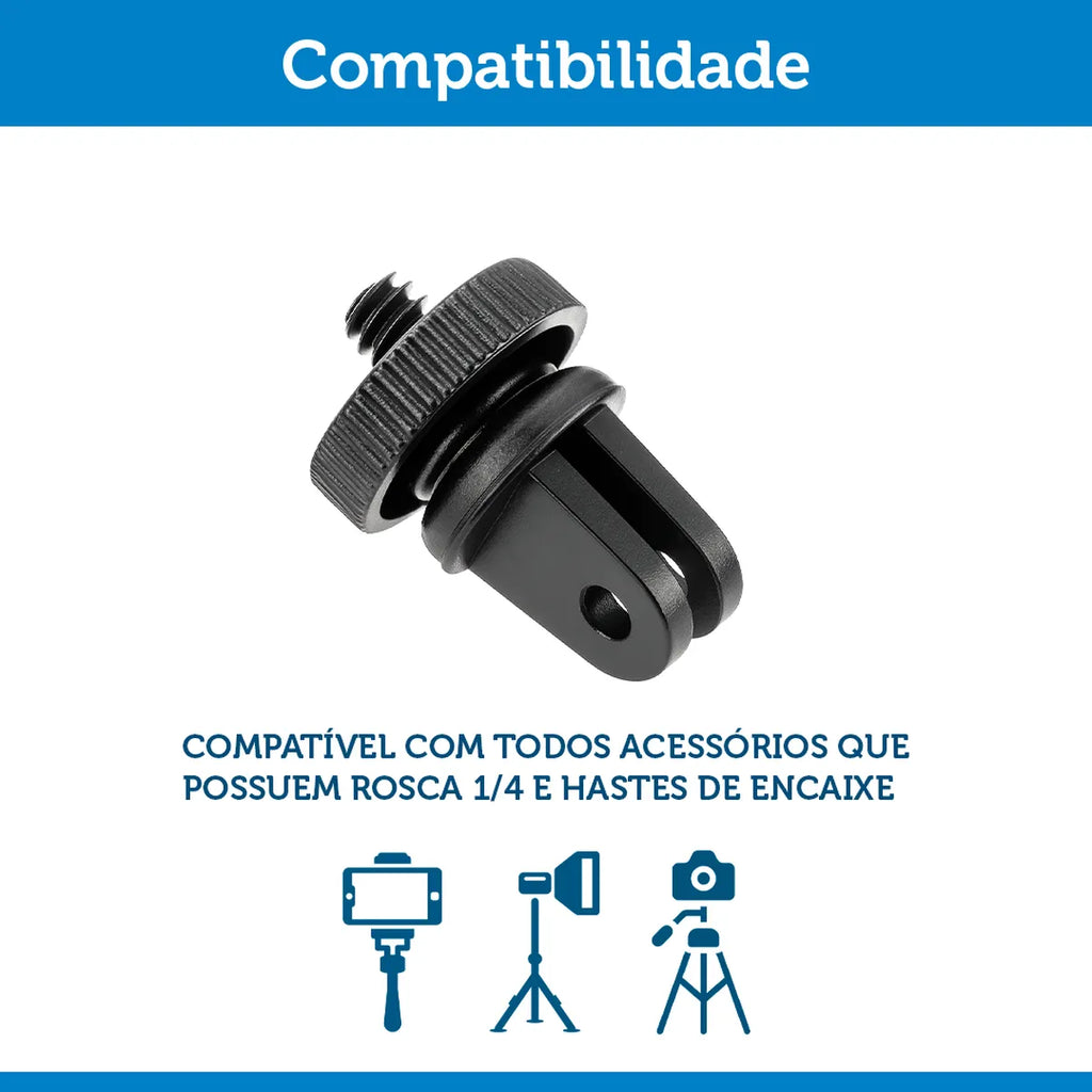 Adaptador de GoPro p/ Rosca 1/4 100% em Alumínio Resistente