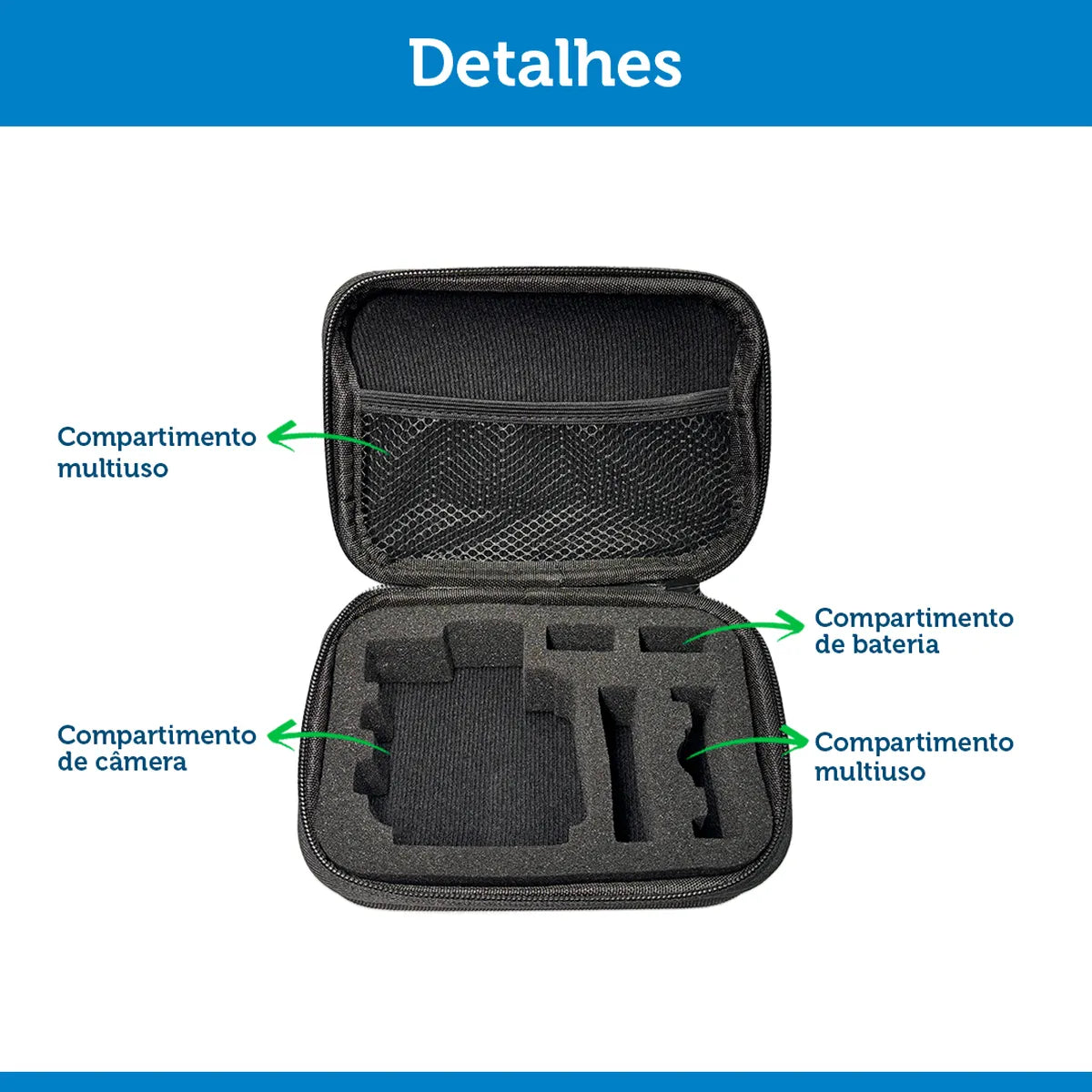 Maleta Pequena para GoPro e Acessórios