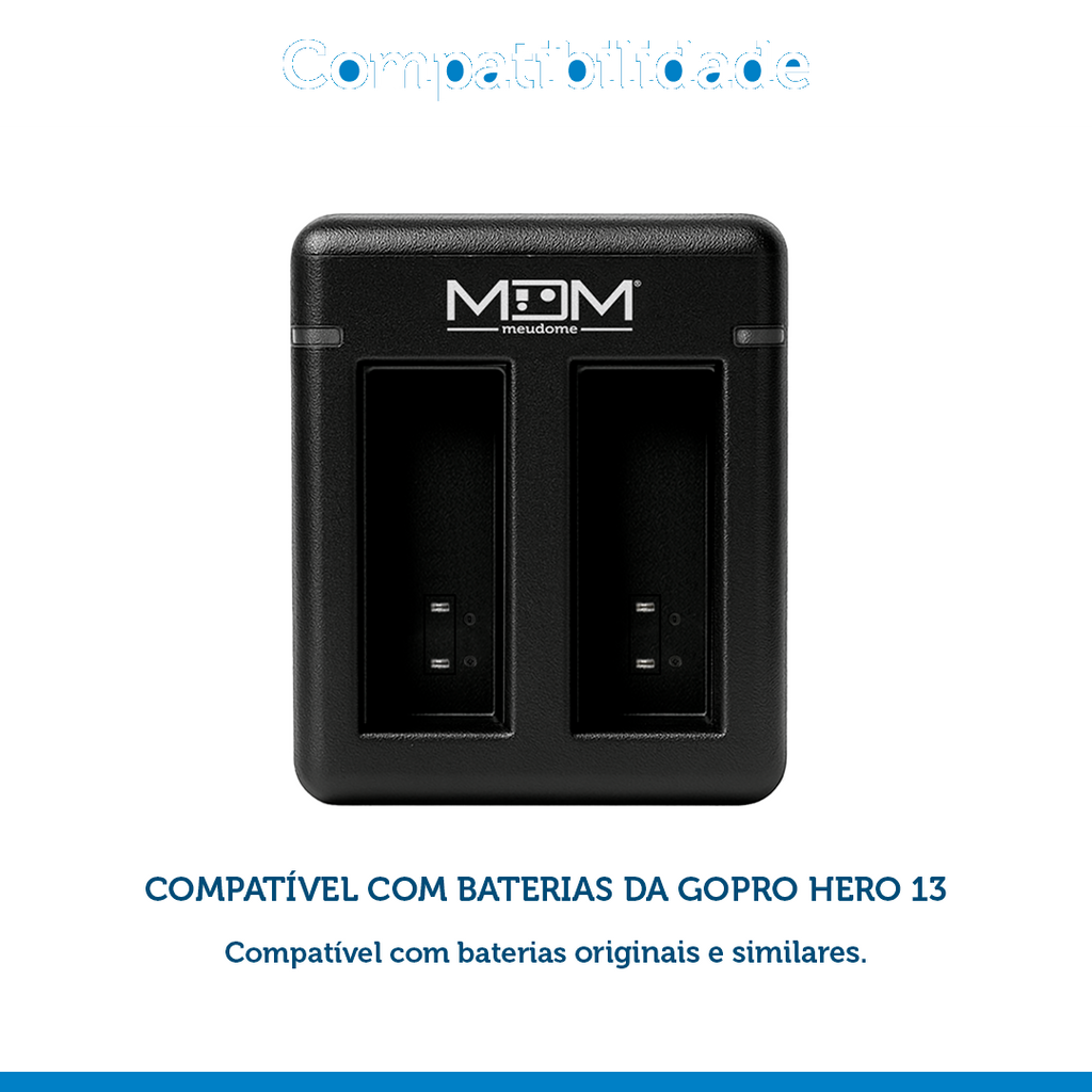 Carregador Duplo p/ GoPro Hero 13 - MEUDOME