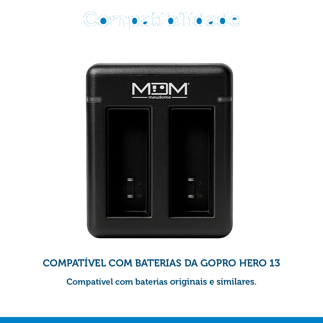 Carregador Duplo p/ GoPro Hero 13 - MEUDOME
