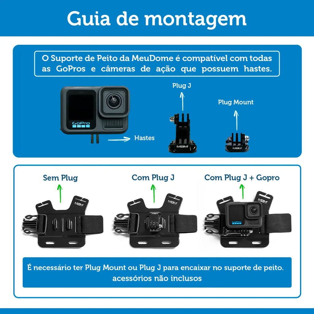 Suporte de Peito para GoPro e Câmeras de Ação