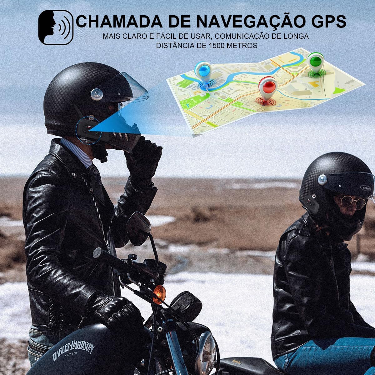 Kit 2x Intercomunicador Bluetooth V6 Plus para Capacete Moto
