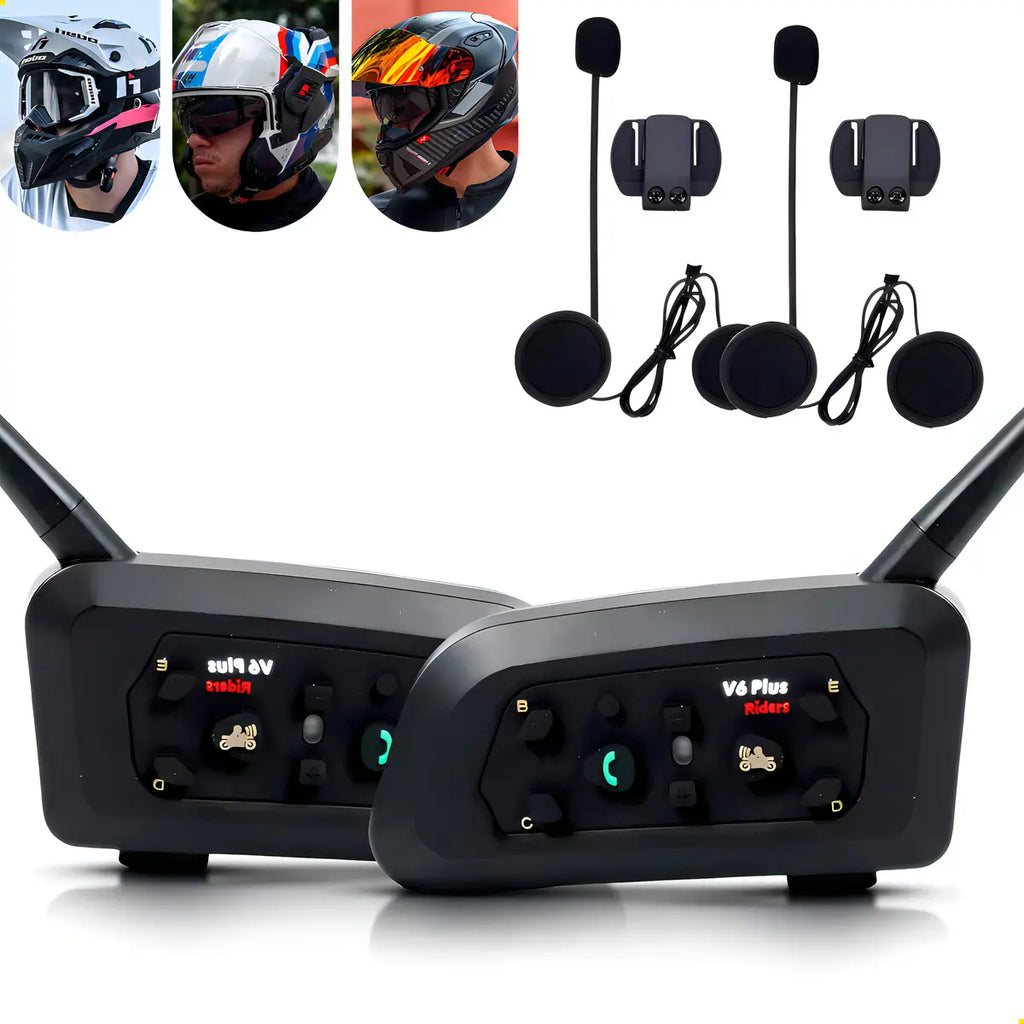 Kit 2x Intercomunicador Bluetooth V6 Plus para Capacete Moto