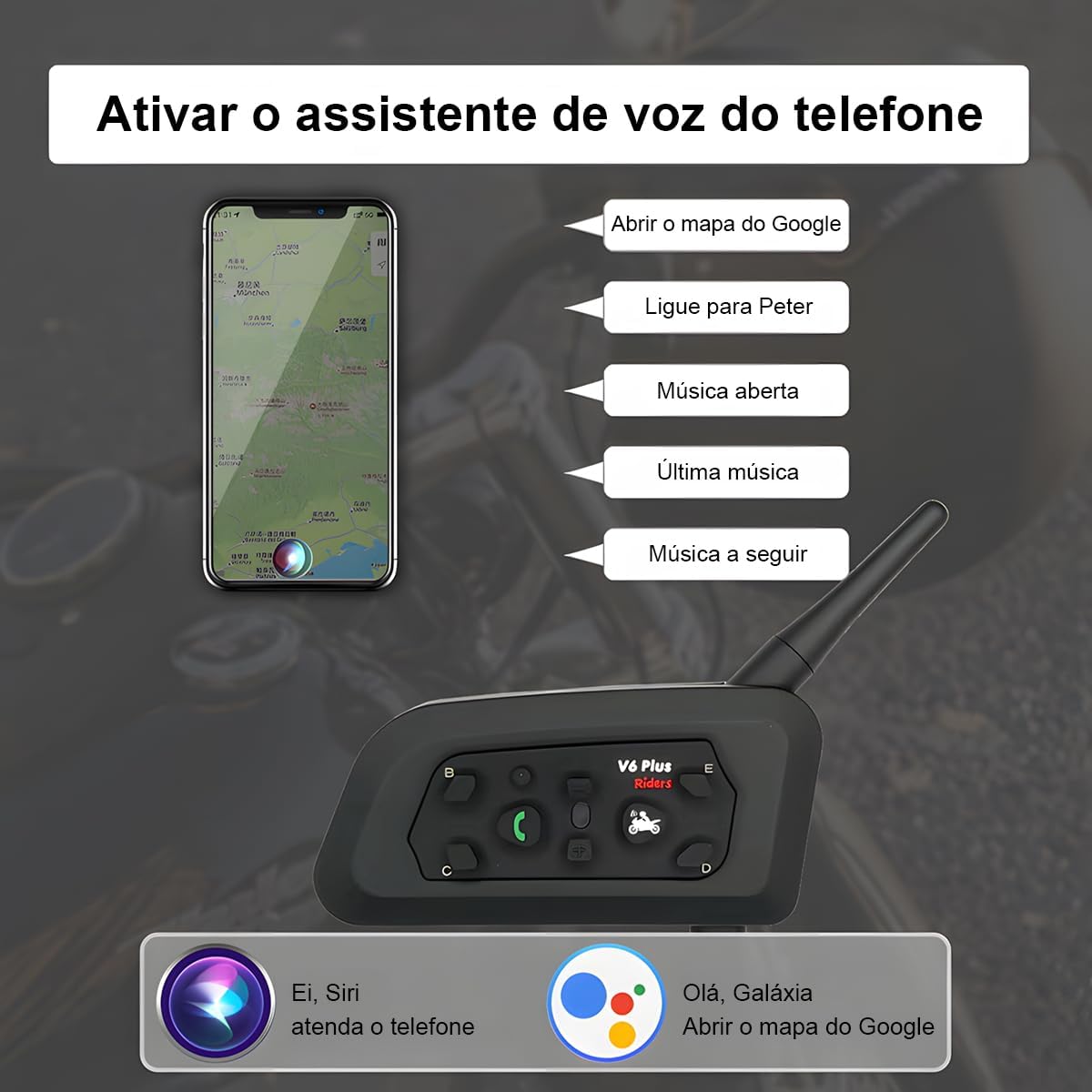 Kit 2x Intercomunicador Bluetooth V6 Plus para Capacete Moto