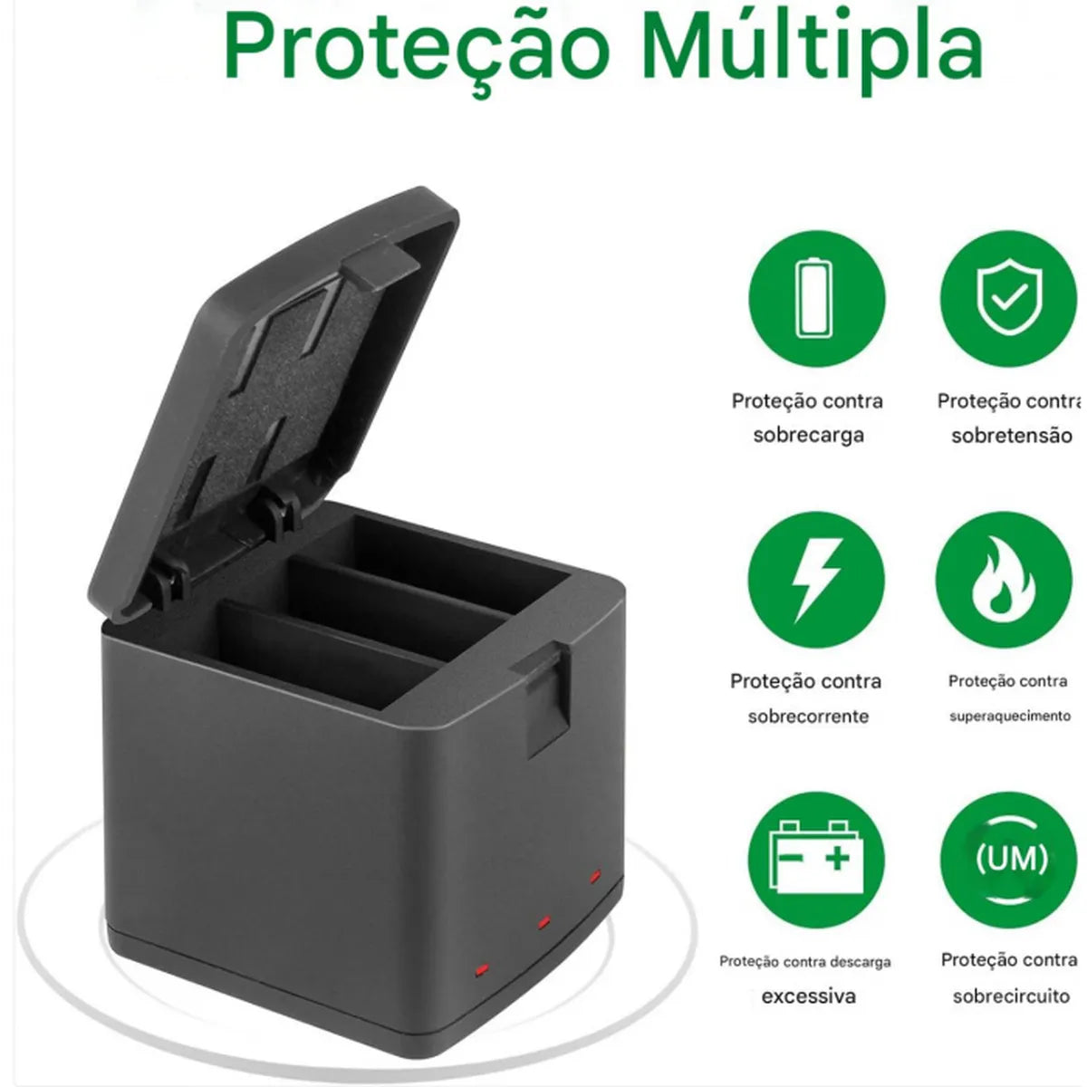 Box Carregador Triplo  Hero 9/10/11/12 Black