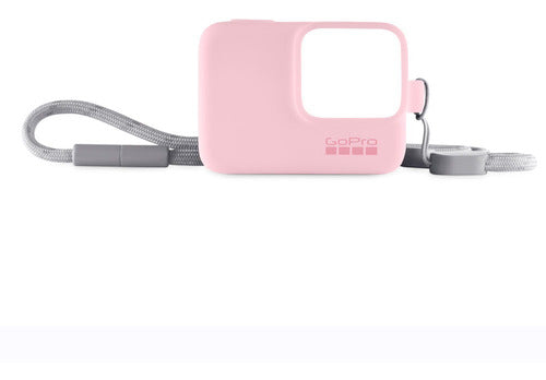 CAPA DE SILICONE + CORDÃO AJUSTAVEL ORIGINAL PARA GOPRO HERO5/6/7 ROSA - ACSST-004