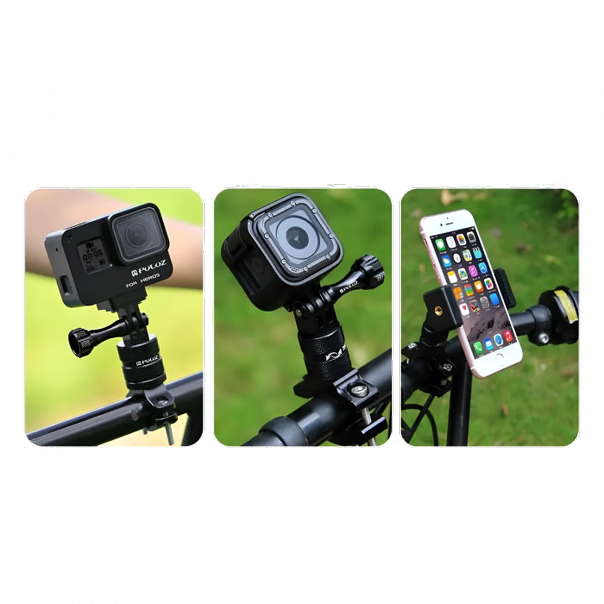 Suporte de Guidão em Alumínio Giratório 360 p/ GoPro e Câmeras de Ação