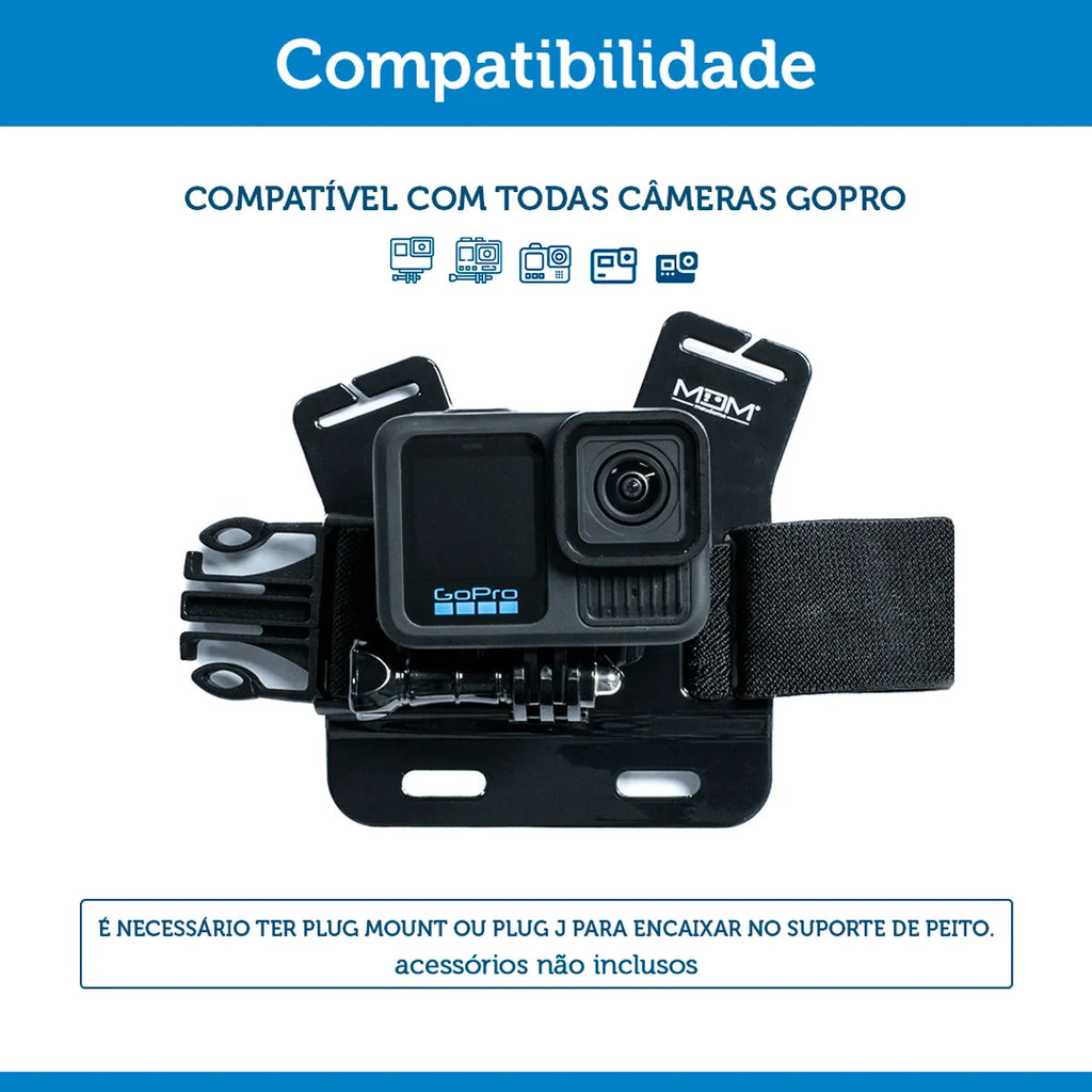 Suporte de Peito para GoPro e Câmeras de Ação