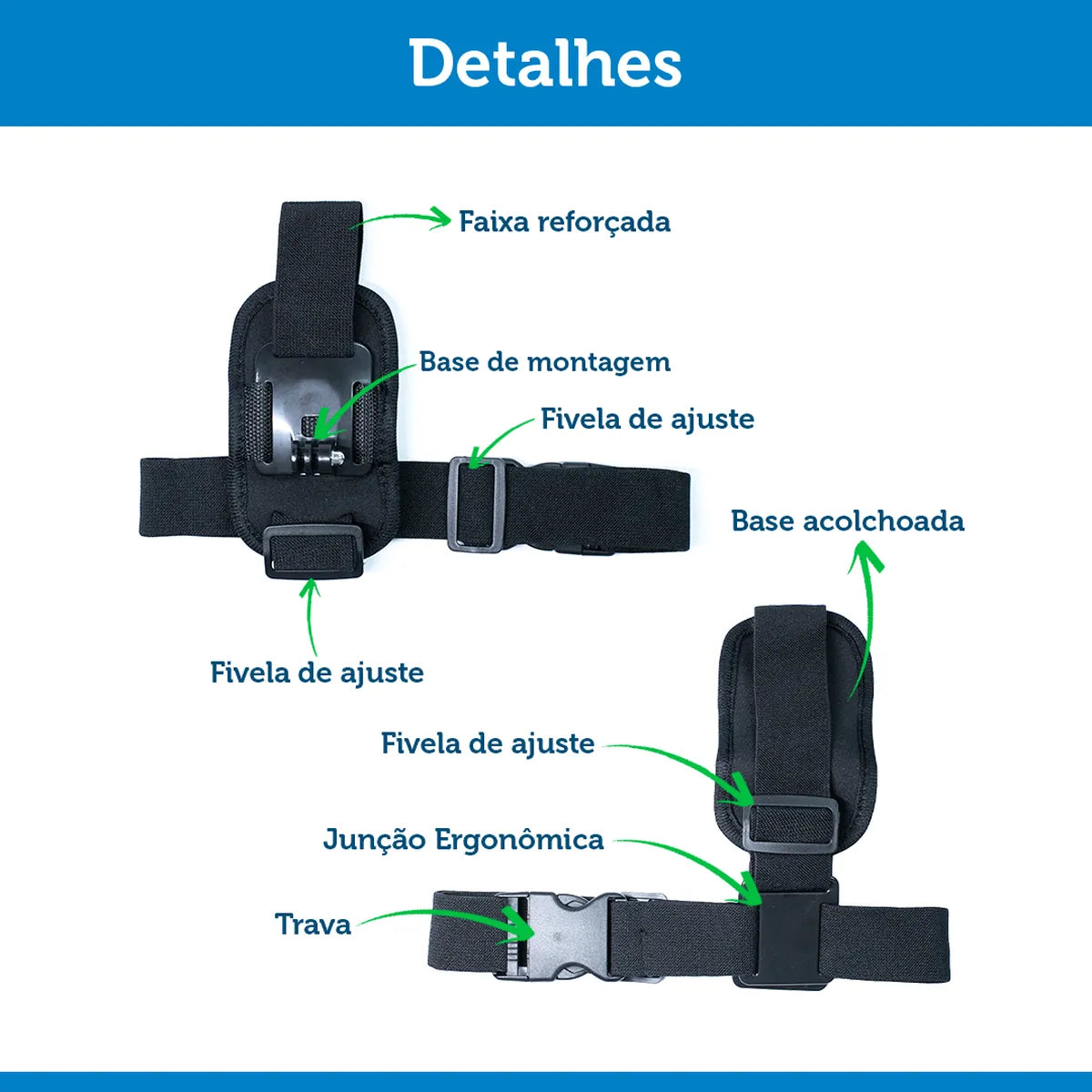Suporte de Ombro para GoPro e Câmeras de Ação