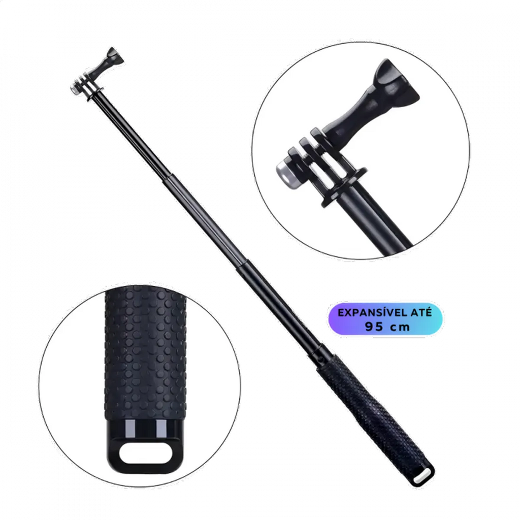 Bastão Extensor de Alumínio Longo para GoPro e Câmeras de Ação