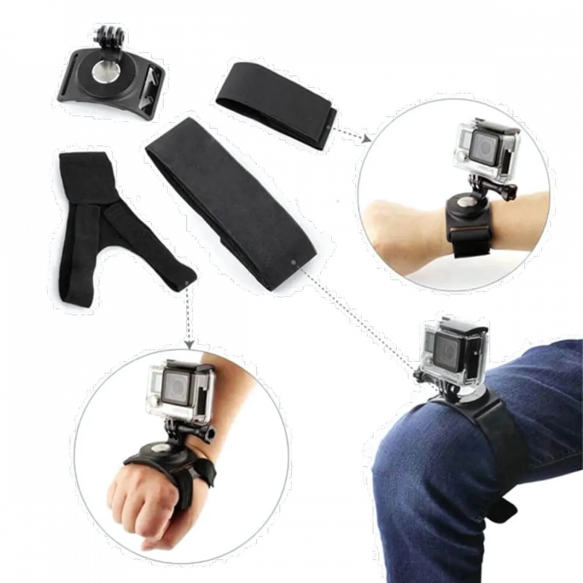 Kit Alça de Punho/Mão/Perna Giratório para GoPro