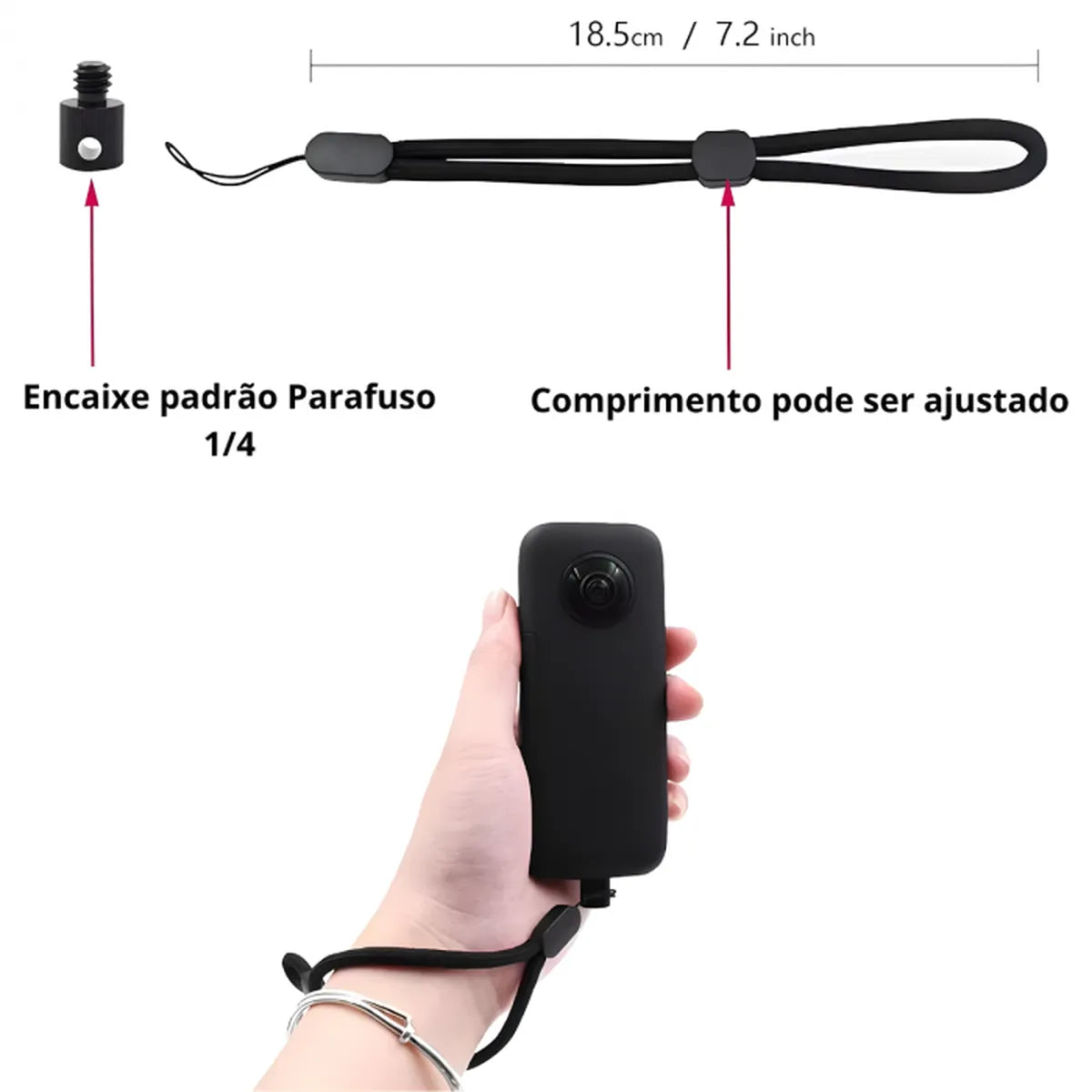 Alça de Pulso de Segurança Padrão Rosca 1/4 para Câmeras Insta360 DJI GoPro