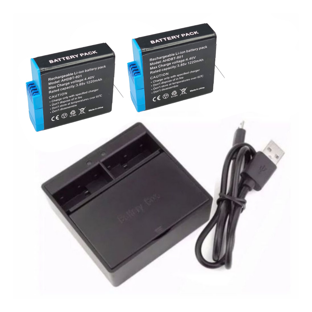 Kit Baterias e Carregador Duplo Hero 5/6/7/8 Black