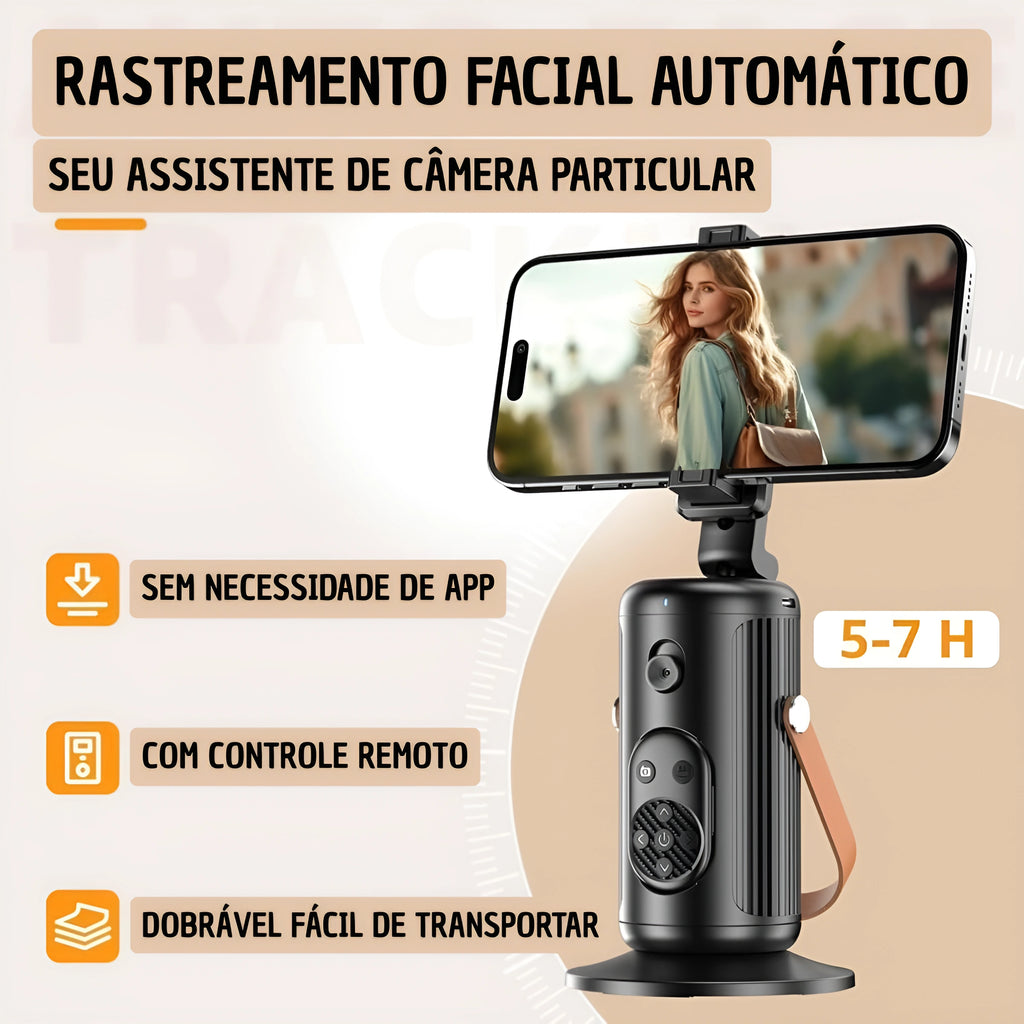 Suporte Estabilizador para Celular com Rastreamento Facial e de Movimento Automático por I.A