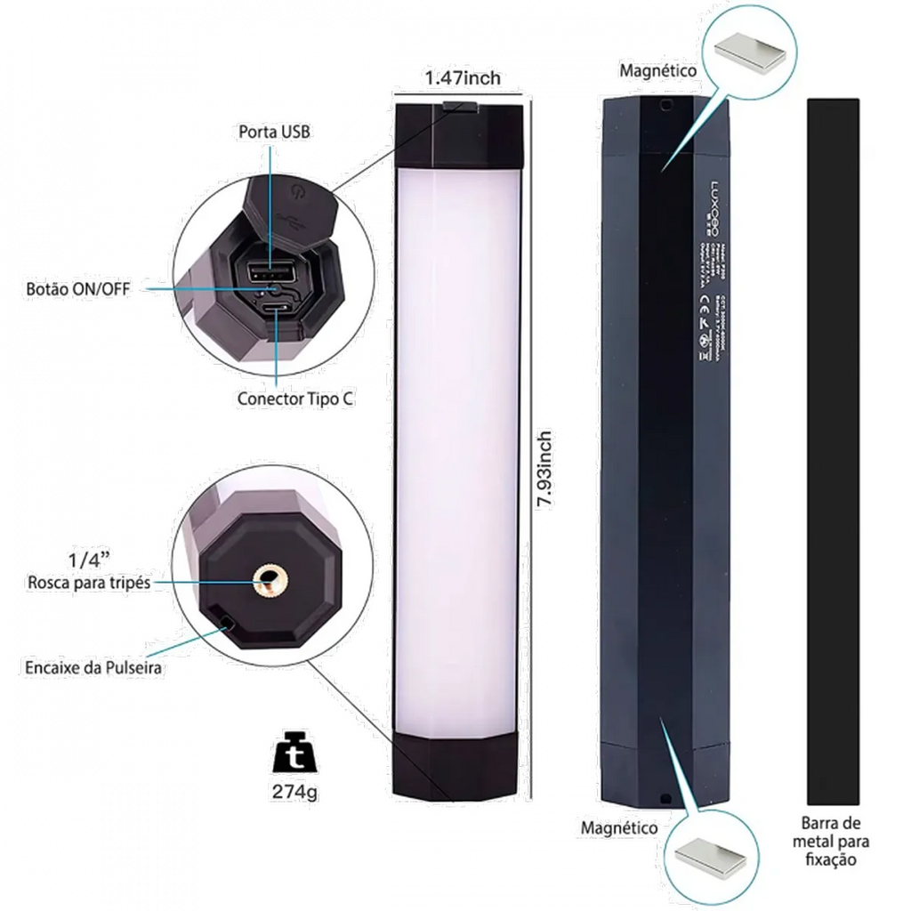 Bastão LED - RGB c/ Controle Remoto - P200