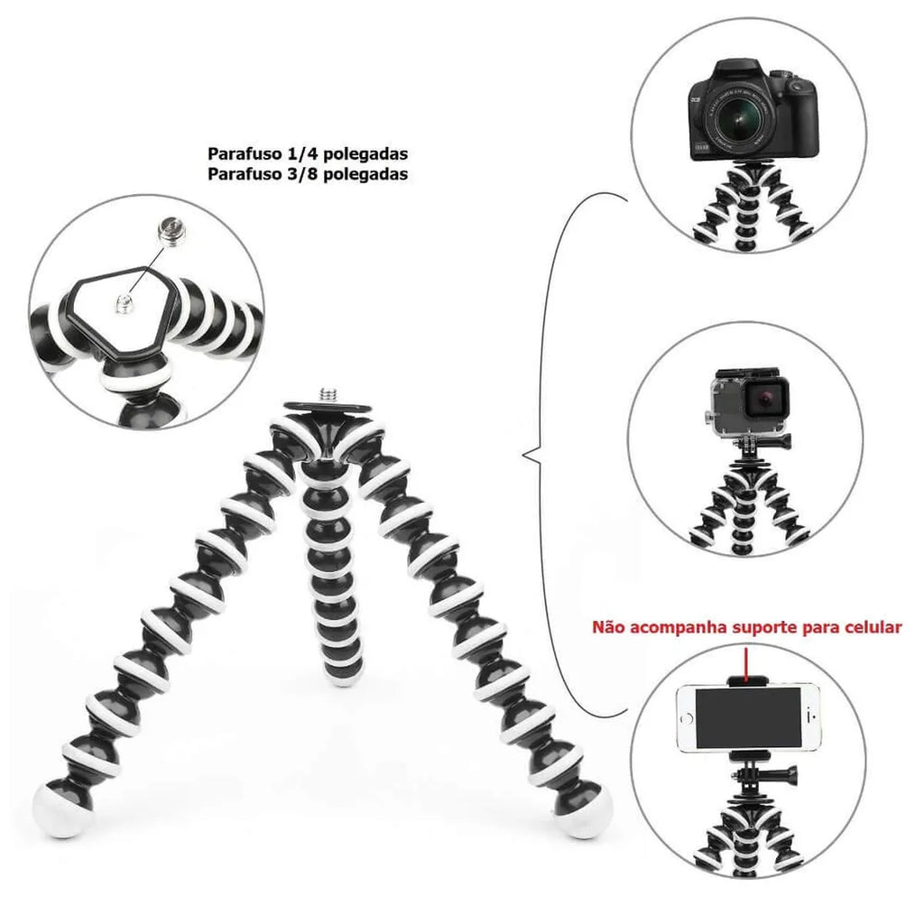 Tripé Articulado para Câmeras (Estilo Gorillapod)
