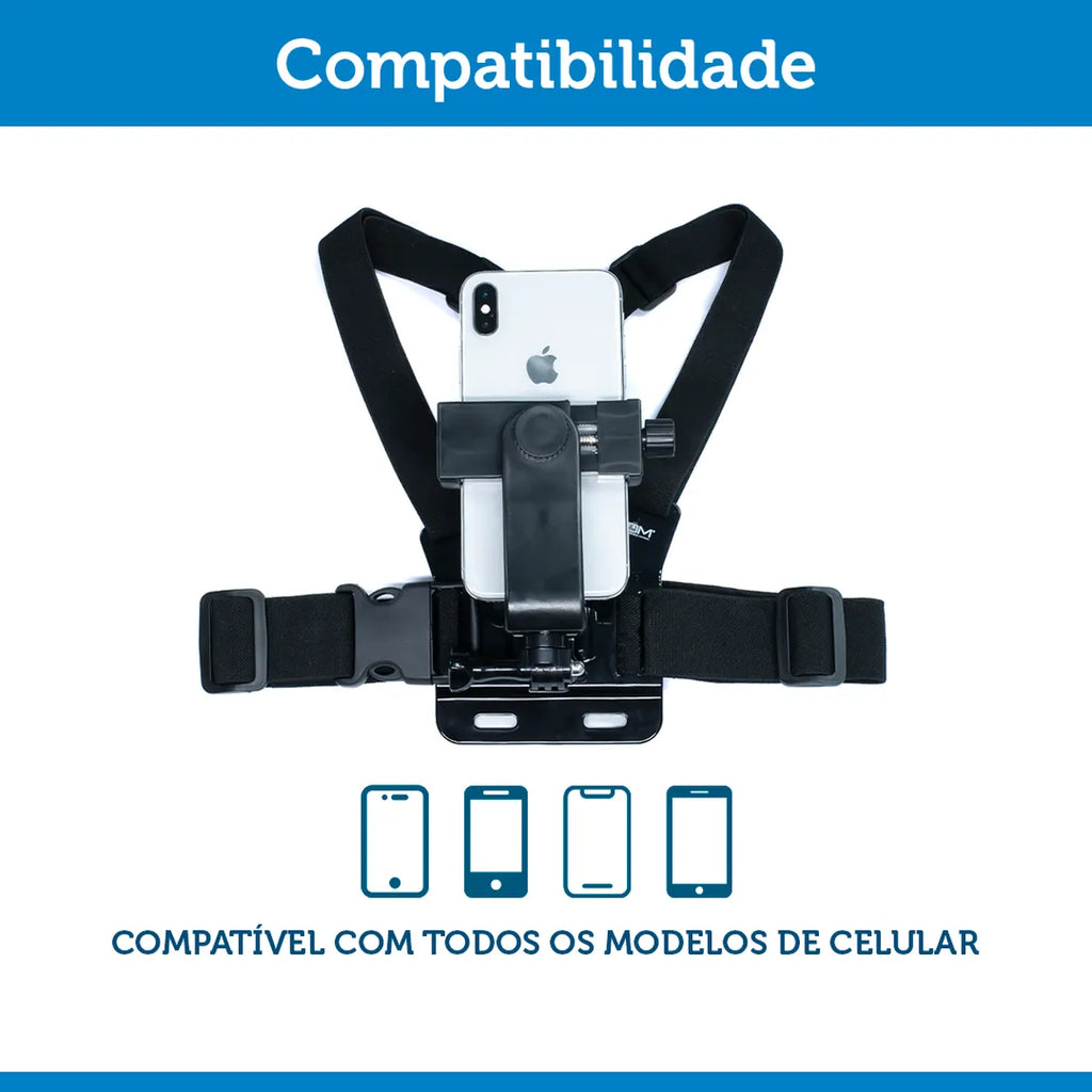 Kit Suporte de Peito para Celular Ângulo Ajustável