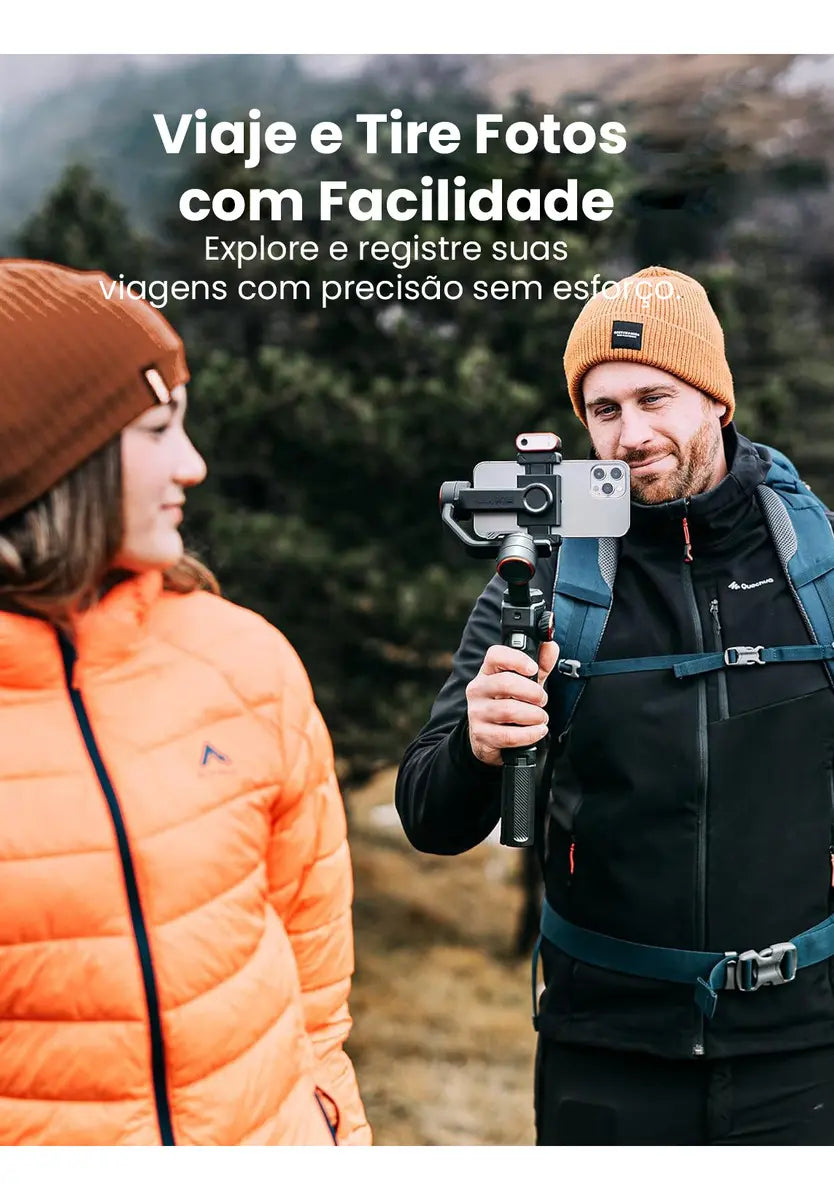 Estabilizador Gimbal 3 Eixos Hohem iSteady M6 Kit com Rastreamento de IA e Luz de Preenchimento RGB