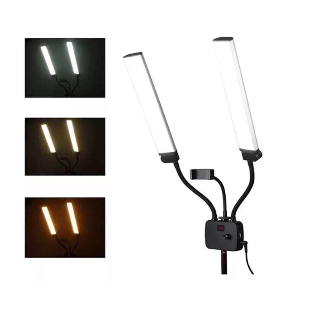 Iluminador Profissional LED Duplo Fill Light com Tripé de 2 Metros