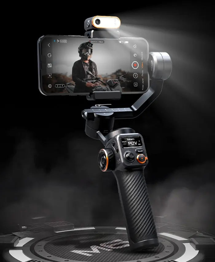 Estabilizador Gimbal 3 Eixos Hohem iSteady M6 Kit com Rastreamento de IA e Luz de Preenchimento RGB