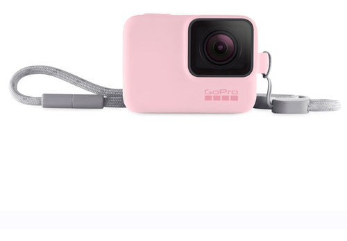 CAPA DE SILICONE + CORDÃO AJUSTAVEL ORIGINAL PARA GOPRO HERO5/6/7 ROSA - ACSST-004