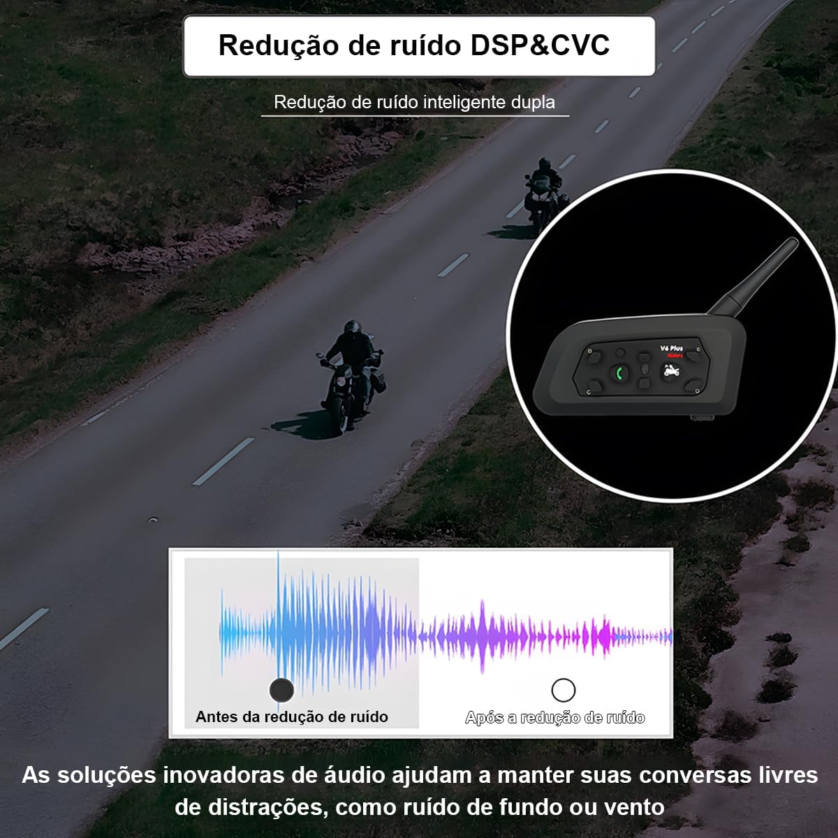 Kit 2x Intercomunicador Bluetooth V6 Plus para Capacete Moto