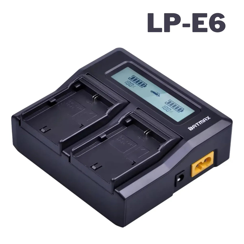 Carregador para Baterias LP-E6 Duplo Carregamento Rápido Turbo