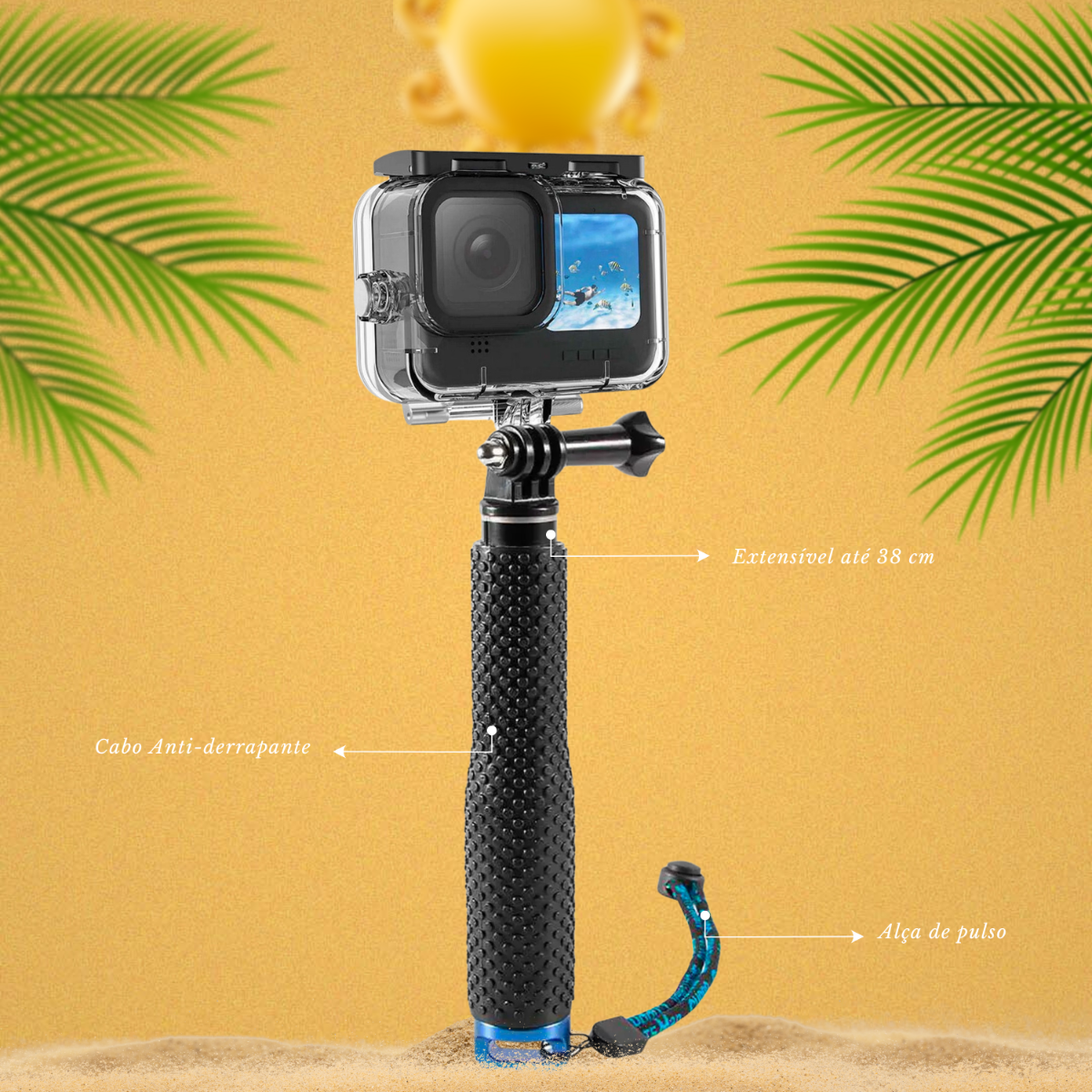 Bastão Extensor de Alumínio Curto para GoPro e Câmeras de Ação