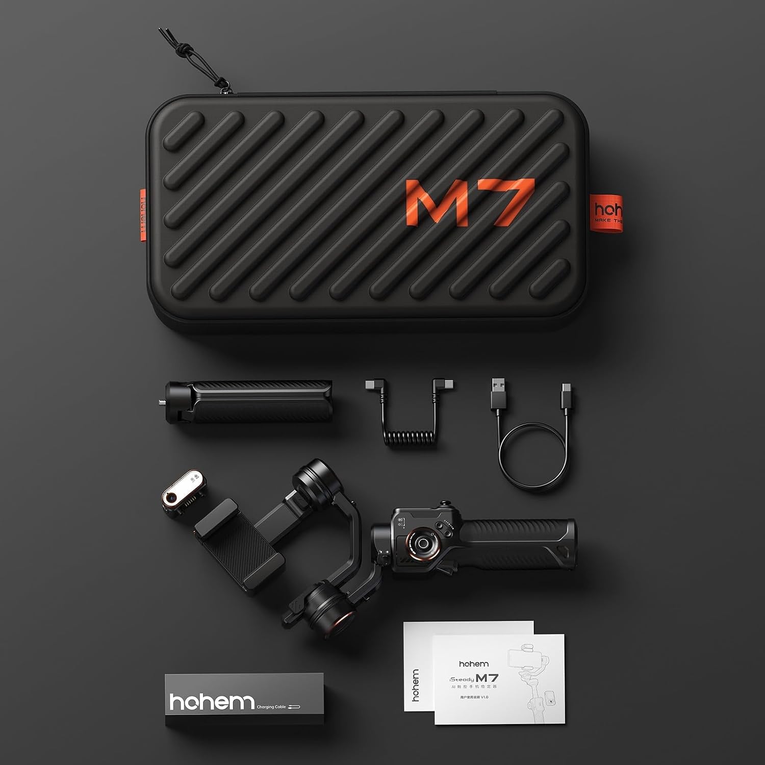 Estabilizador Gimbal 3 Eixos Hohem iSteady M7 com Haste Extensível e Controle Touchscreen Removível