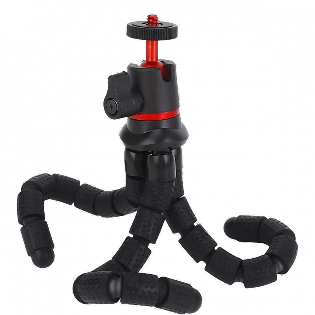 Tripé Articulado Emborrachado com Ballhead padrão Rosca 1/4 para Câmeras
