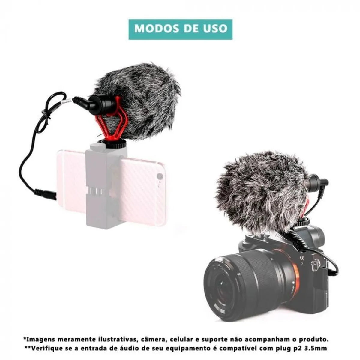 Microfone Profissional para Câmeras e Smartphones Greika GK-VM01