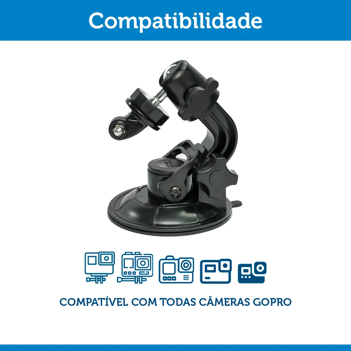 Suporte Ventosa de 9cm para GoPro e Câmeras de Ação