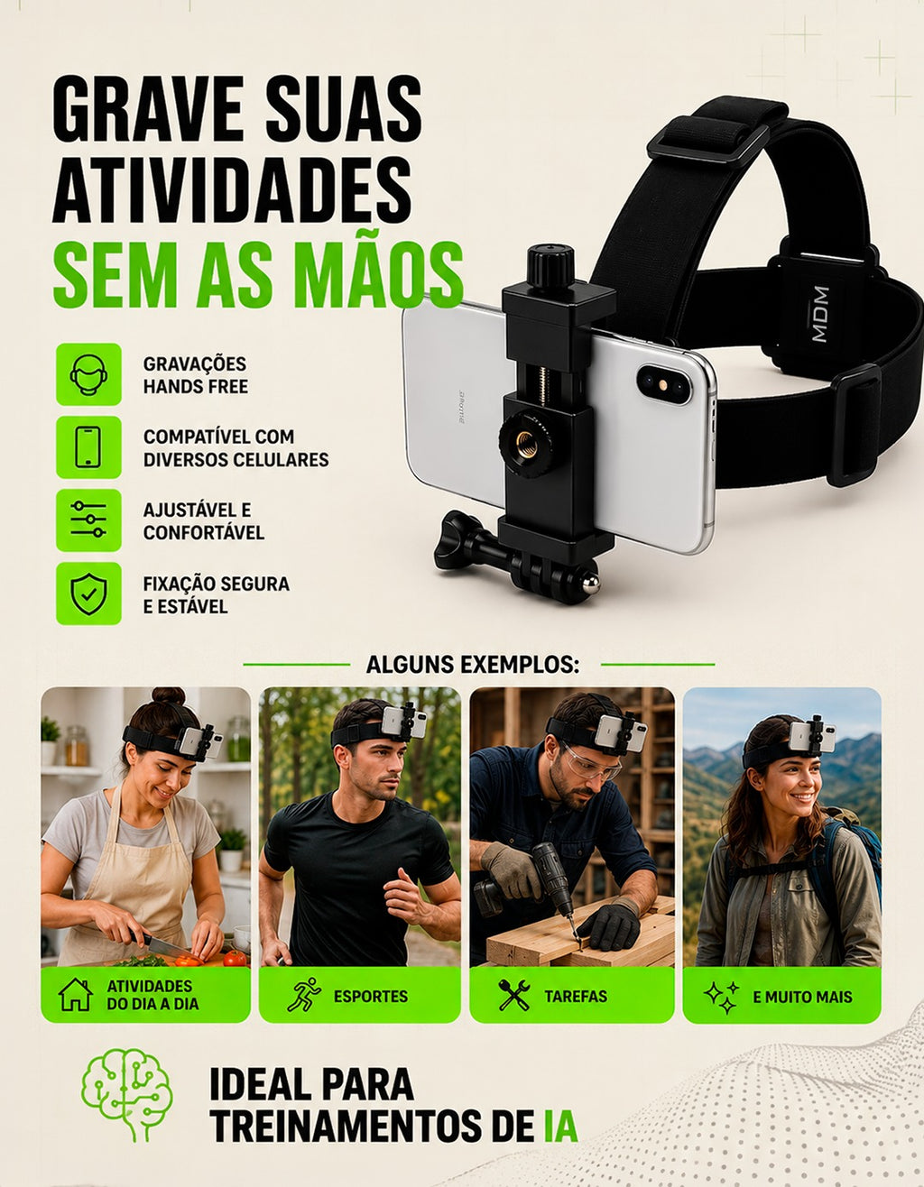 Suporte de Cabeça Ajustável para Celular MEUDOME