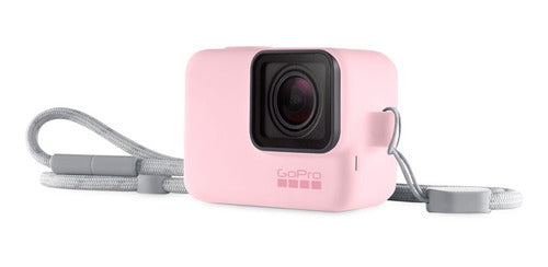 CAPA DE SILICONE + CORDÃO AJUSTAVEL ORIGINAL PARA GOPRO HERO5/6/7 ROSA - ACSST-004