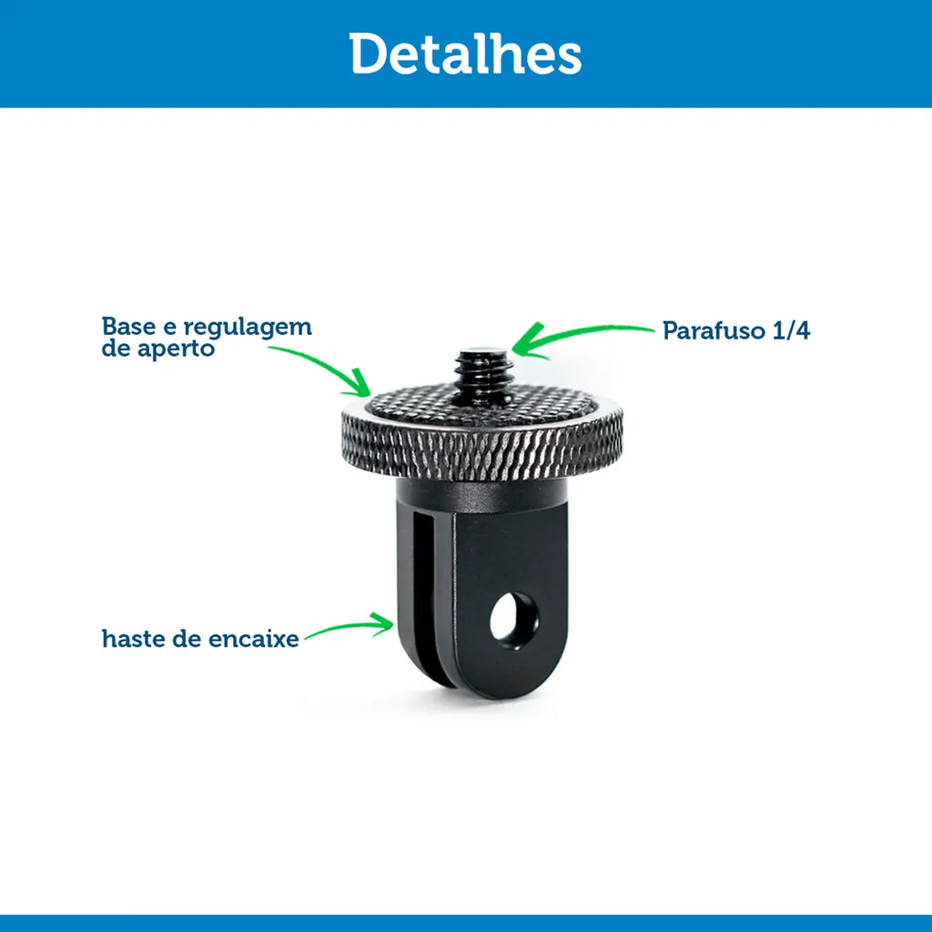 Adaptador de GoPro p/ Rosca 1/4 100% em Alumínio Resistente
