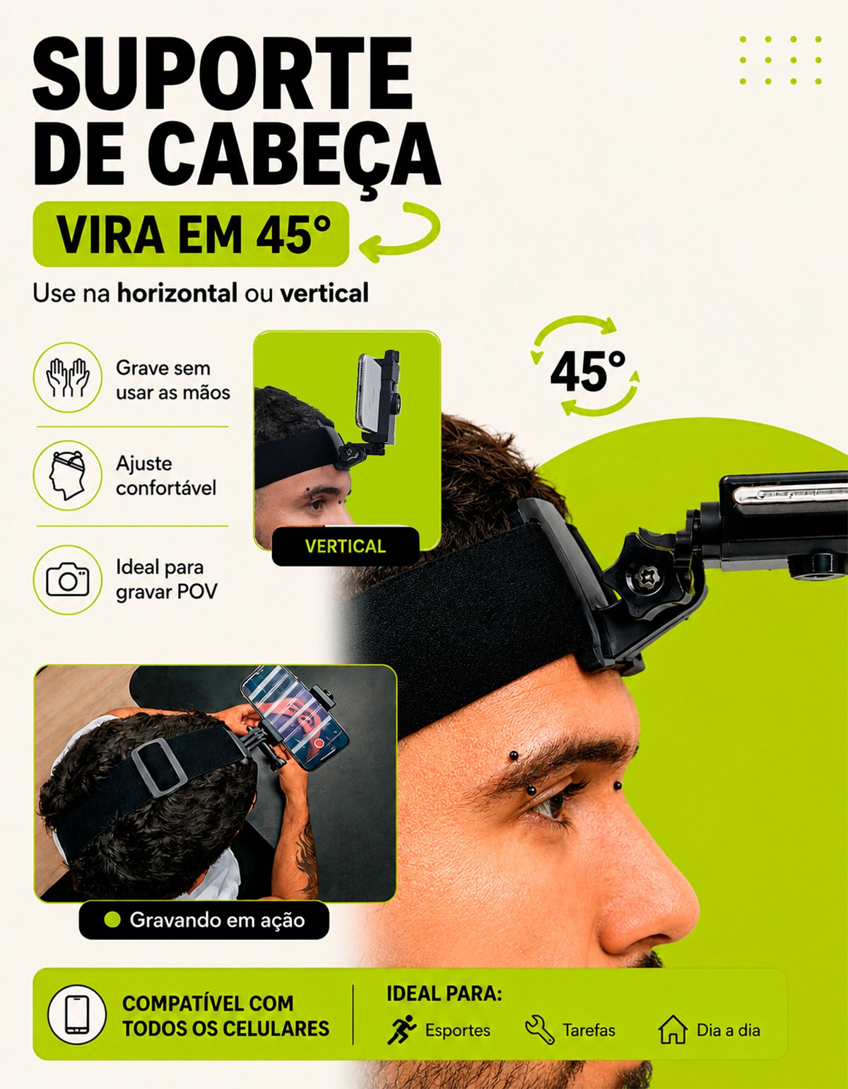 Suporte de Cabeça Ajustável para Celular MEUDOME