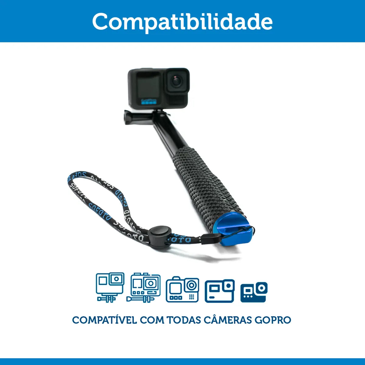 Bastão Extensor de Alumínio Curto para GoPro e Câmeras de Ação