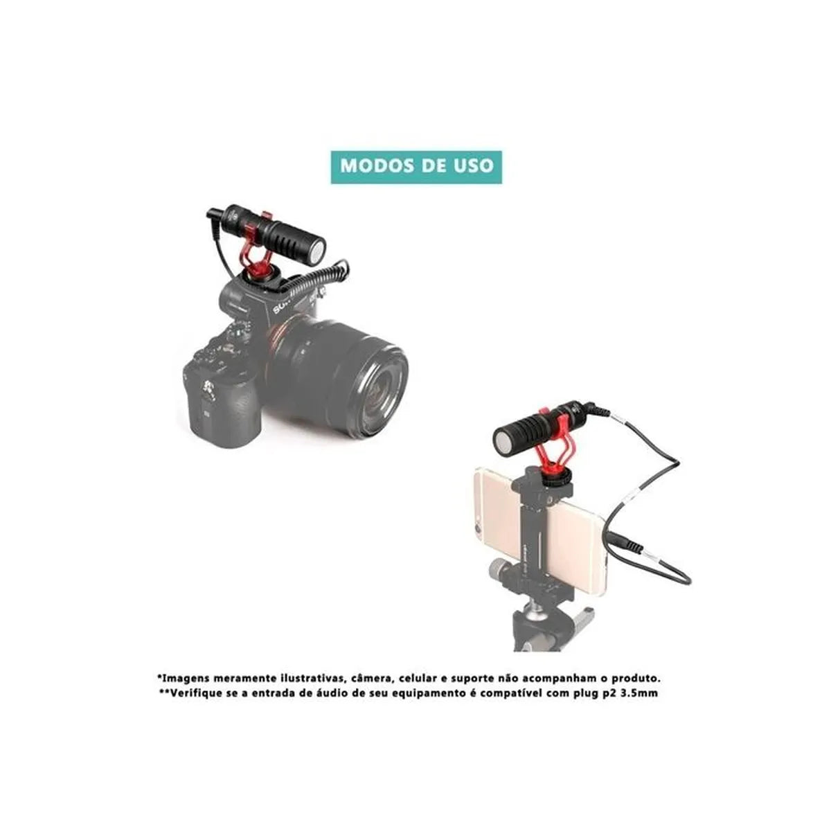 Microfone Profissional para Câmeras e Smartphones Greika GK-VM01