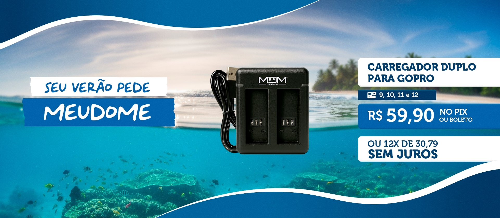 Carregador Duplo Hero 9/10/11/12 Black