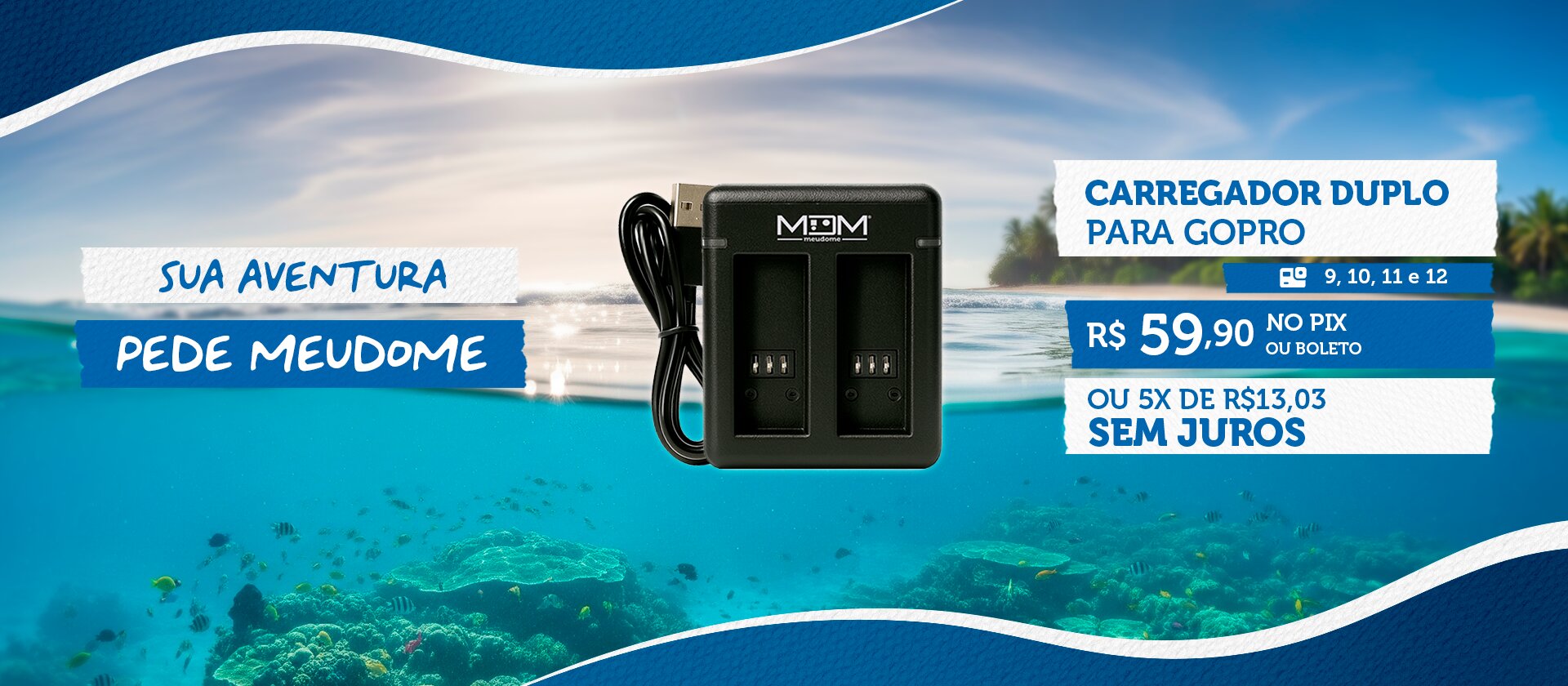 Carregador Duplo Hero 9/10/11/12 Black