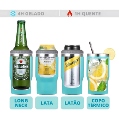 Copo Térmico Porta Garrafa/Latinha com Abridor