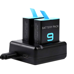 Kit Bateria Carregador Duplo Hero 9/10/11/12 Black