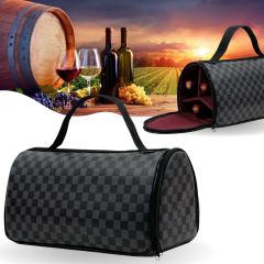 Wine Bag - Bolsa Porta Vinhos - Preto Xadrez 1